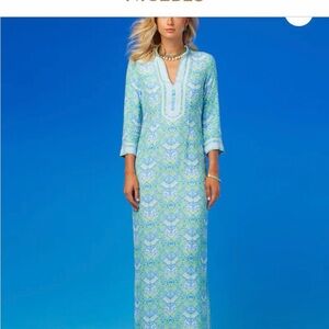 Elegant Blue and Green Maxi Dress